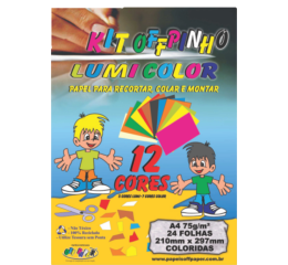 KIT OFFPINHO LUMI+COLOR 12 CORES A4 75GR C/24FLS